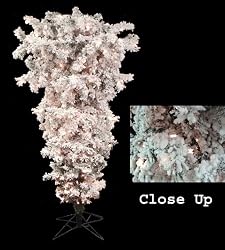 5.5' Pre-Lit Flocked Upside Down Artificial Christmas Tree - Clear Dura Lights