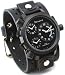 Nemesis #JB080KK Men's Signature Collection 3 Time Zone Oversized Wide Leather Cuff Band Watch