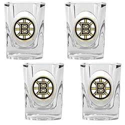 Boston Bruins NHL 4pc Square Shot Glass Set by Great American Products
