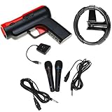 GTMax Dual Wired Microphone set + PS3 Move Shoot Gun + 2 In 1 Steering Whee ....
