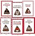 Poop Funny Themed Valentine Day Classroom Sharing Card Set (24 Included)