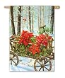 Poinsettia Wagon Silk Reflections Regular Size Flag