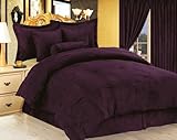 7 Pieces Solid Purple Micro Suede Duvet Cover Set Queen Size