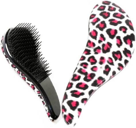 BB365@ No Tangle Styler Comb NO MORE TANGLE Brush Hair Brush Leopard(Pink)