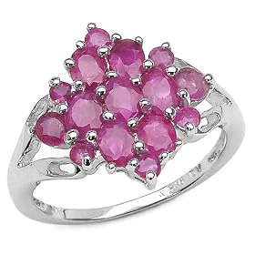 14K Endicron 2.30 Carat Genuine Ruby Silver Ring by JewelzDirect