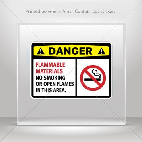 Decals Stickers Danger Flammable Materials No Smoking Or Open Flames In This Area Bicycle 0500 X42W7