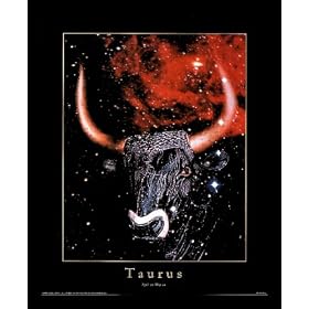 Astrology Animal Horoscope Sign Taurus Gold Wood-Mounted Art Poster Print - 16