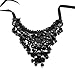 HuntGold Fashion Jewelry Black Lace Balls Acrylic Pendant Ribbon Choker Necklace