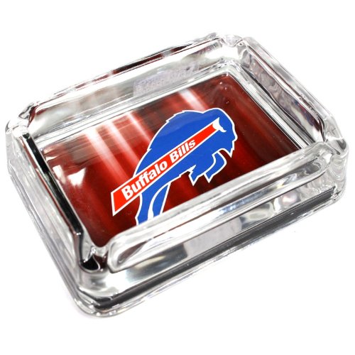 Detail image Buffalo Bills Glass Ashtray - Dimensions 3 Inch x 4 Inch - Simulated Black Velvet Botton