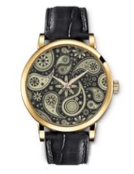 SPRAWL Aanalog Fashion Series Gold Ladies Watches of Genuine Black Leather Strap,Unique Wrist Watch for Women Girls Designed with Large drops and old-fashioned flowers
