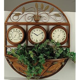 Craftmade Decorative Basket Three-Face Wall-Mounted Clock Weather Gauge by Craftmade
