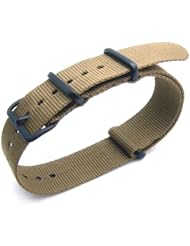 Nato 22mm Heat Sealed Nylon Watch Strap, PVD Black Buckle - Military Green