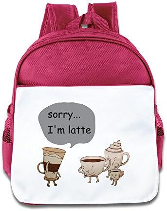 Kid's Latte Coffee Joke Funny School Backpack Bag For Both Boys And Girls Pink