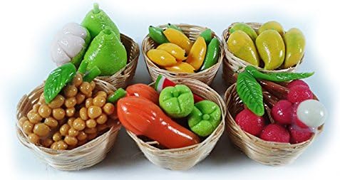 Mini Dollhouse Set of 6 Mango Lychee Papaya & Banana Miniature Fruit