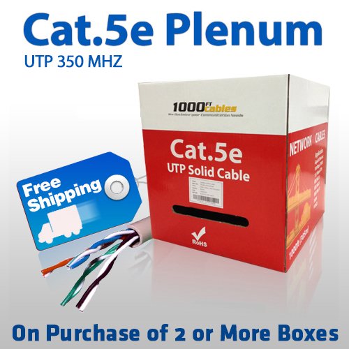 1000ft Gray Cat5e Bulk Cable Plenum 4pr Solid 24 Awg UTP On Sale