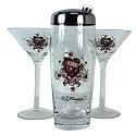 Ed Hardy "Love Kills Slowly" Martini Shaker & 2 Glasses