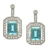 Aquamarine (2.68ct) and Pave Diamond (.42ct) Earrings