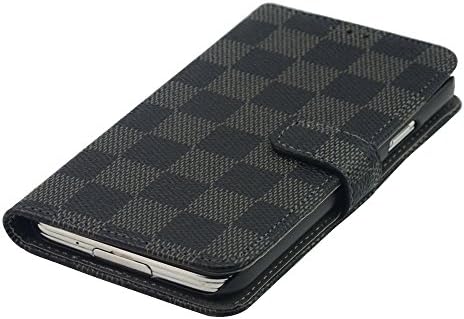 Samsung Galaxy S5 Case, + HD LCD Screen Protector, gtsy® kit pack set BUNDLE - 1 Luxury Leather Fashion Designer Wallet Flip Cover Skin Case Stand and 1 Liquid Crystal Display Screen Protector [LIFETIME CASE WARRANTY] S5 Grey Black Grid