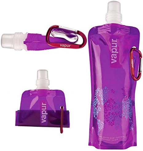 Vapur Purple-Collapsible Water Bottle Portable Reusable BPA Free Best Water Bottle Pouch Flask Bag Ice Pack for Hiking Cycling Running Jogging Workouts Gym Summer Camp or Travel
