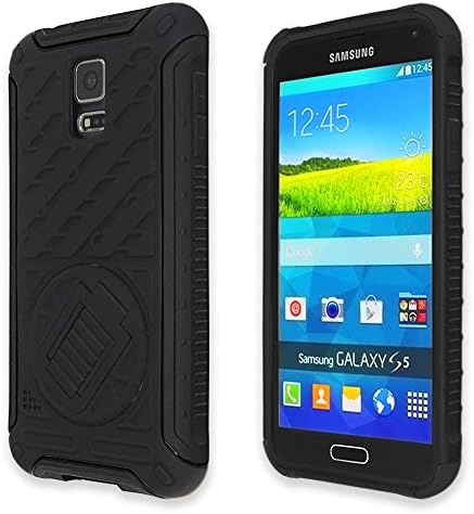 Galaxy S5 Case,Bridgegen(TM) Slim Case Cover impact Resistant Rugged Soft TPU Dual Layer Case [Shock Absorbent] with Kickstand Feature for Samsung Galaxy S5 i9600 SV GS5 - Black