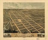 Bird's eye view of Owatonna, Steele County, Minnesota 1870. Merchants Lithographing Co., large historic panoramic map reprint 43x36