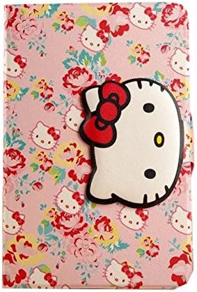iPad Mini 3 Case,iPad Mini 2 Case,iPad Mini Case,Tribe-Tiger Cute Hello Kitty Pattern [Flip][Kickstand] [Auto Wake Up/Sleep] Leather Case Cover for Apple iPad Mini/Mini 2/Mini 3(Kitty Plant Datura)