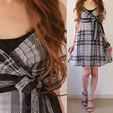 op1548486　チェック シフォンＡラインワンピ　
