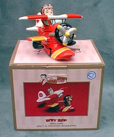 Coca-Cola BETTY BOOP Biplane Pepper Shakers