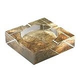 Image Quality Importers Ashtray 4 Cigar Crystal Ashtray with Tobacco Leaf Art