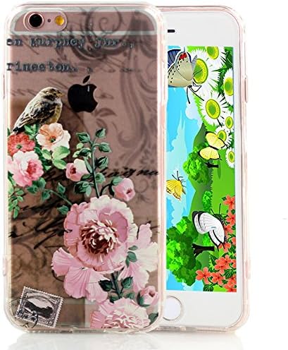 [ 3D Stereo Relief Texture Pattern ] Luxury Floral Painted painting Hard Plastic transparent Case cover for iphone 6 6s plus 4.7 5.5 inch Full Protection TPU Silicon cases covers (Peony 6/6s)