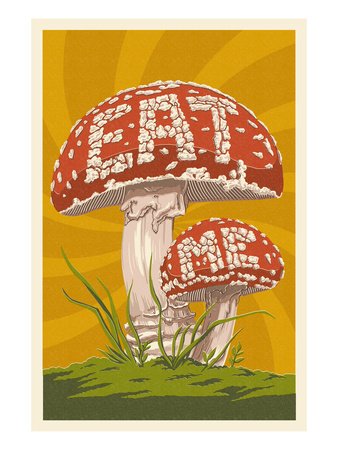 Eat Me Mushroom Art Poster Print by Lantern Press, 18x24