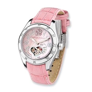 Stainless Steel Diamond Pink Automatic Watch by Charles Hubert Paris Watches, Best Quality Free Gift Box Satisfaction Guaranteed