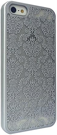For iPhone 5 and iPhone 5S case, Elegant Embossment Design Pattern Rubber Coating Ultra Slim Fit Hard Case Cover By Obring (TM) (Palace-Silver)
