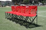 Sweat Bench - 6 Seat Folding Bench with Back - Red