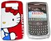 BLACKBERRY 8900 CURVE HELLO KITTY HARD BACK SNAP-ON CASE COVER PROTECTOR(Sitting White Big Face Hello Kitty on Wine Red Background)