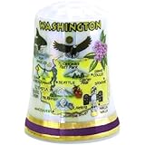 Washington State Map Pearl Souvenir Collectible Thimble agc