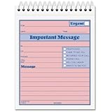 TOPS 2-Part Carbonless Phone Message Book, 4.25 x 6 Inches, Top Spiral Binding, 1 per Page, 50 Sheets, Pink and Canary, (4010)