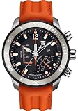 Tx T3c319 Linear Dual Time Multifunctional Two Tone Titanium Chronograph With Orange Leather Strap