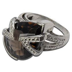 Designer Ring Sterling Silver Smokey Quartz Gemstone Jewelry US Size 4.75 (rng357b)