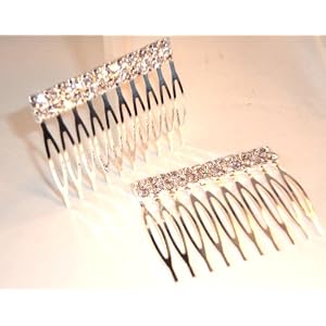 Decorative Hair Combs One Pair Flashy Rhinestone Hair Combs Bling