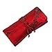 Jewelry Roll Clutch Large - Silk Brocade (Cherry Blsm Red&Black)