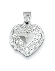 14k White Gold Heart Locket