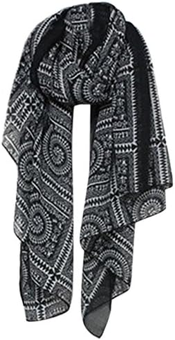 HnB Women Retro Bohemia Geometric Print Shawl Soft Voile Scarf
