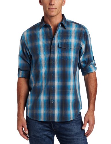 Columbia Mens Tall Utilizer Plaid Long Sleeve Shirt, Columbia Navy, 2X