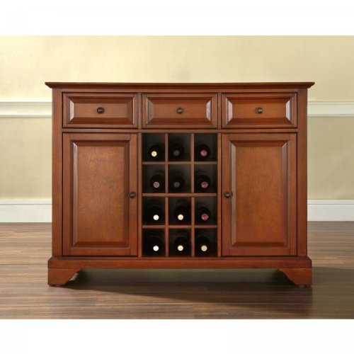 Crosley Furniture LaFayette Buffet Server/Sideboard Cabinet with Wine Storage, Classic Cherry