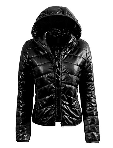 LE3NO Women's Fitted Zip Up Jacket with Hood