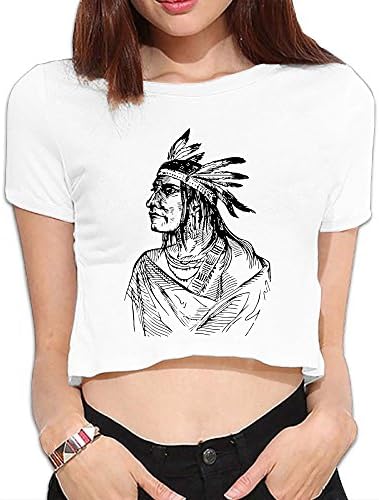 Just Chill Out Women's Native American Indian Chief Midriff Blouse White