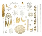 Premium Metallic Tattoos - 75+ Gold, Silver, Black & Turquoise Shimmer Designs. Temporary Fake Jewelry Tattoos - Bracelets, Feathers, Wrist & Arm Bands, & More by Terra Tattoos (Chloe)
