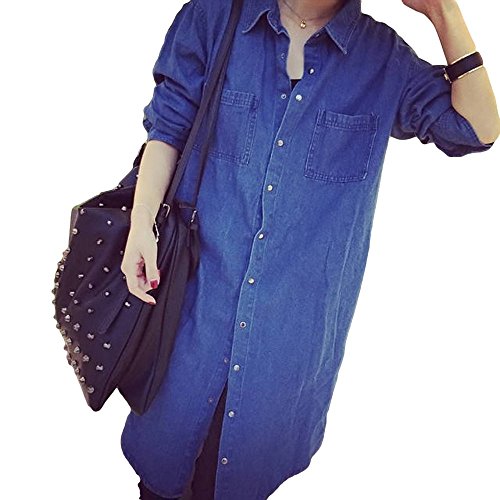 [CASA ROSADA] デニムシャツ ロング丈 ワンピース フリーサイズ オリジナルブレスレットセット