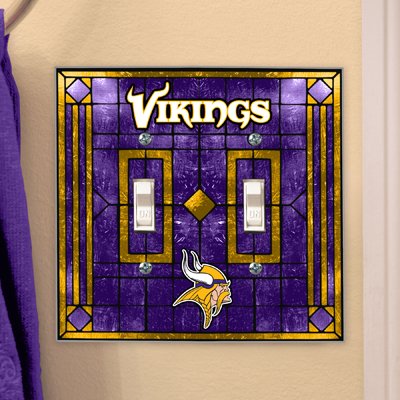 Minnesota Vikings - NFL Art Glass Double Switch Plate Cover